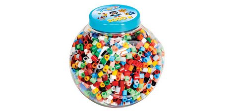 HAMA Perles à repasser maxi, pot plastique, couvercle bleu