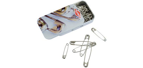 Epingles de sûreté, couleur: argent, boîte métal
