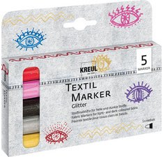 Feutre textile Glitter, set médium de 5