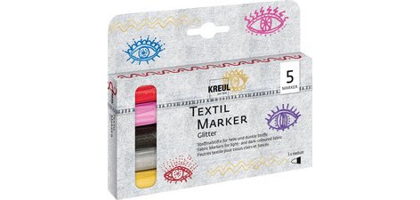 Feutre textile Glitter, set médium de 5