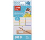 Etiquette apli adhesives plastifiees 3 tailles         differentes coloris assortis  pochette 35 unites