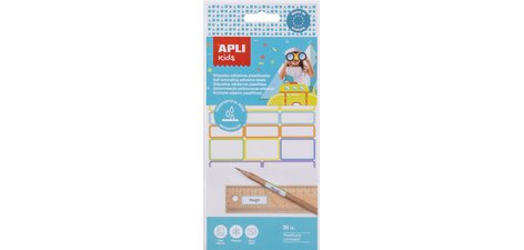 Etiquette apli adhesives plastifiees 3 tailles         differentes coloris assortis  pochette 35 unites