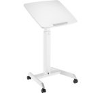 Poste de travail assis/debout, sur roulettes, blanc