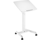 Workstation on wheels sitting / standing L 60 x D 52 cm white with tiltable desktop