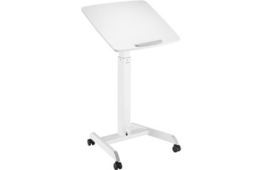 Workstation on wheels sitting / standing L 60 x D 52 cm white with tiltable desktop