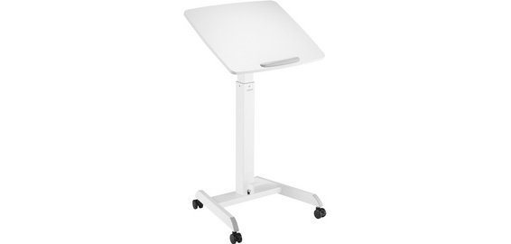 Poste de travail assis/debout, sur roulettes, blanc