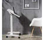 Poste de travail assis/debout, sur roulettes, blanc