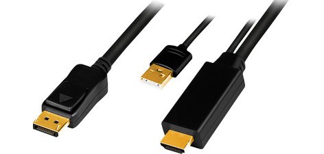 Câble HDMI, connecteur HDMI-A + USB-A - DisplayPort