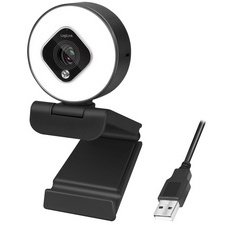 Webcam USB Full HD à deux micros, noir