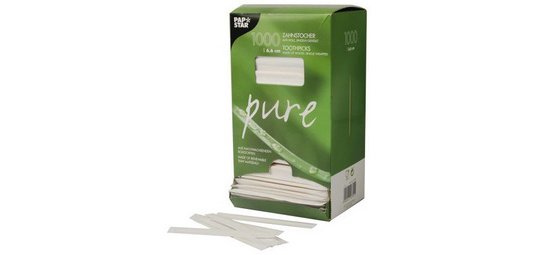 Tandenstoker 'Pure', hout, rond, lengte: 65 mm