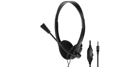 Casque stéréo, avec microphone, noir