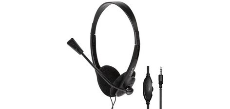 Casque stéréo, avec microphone, noir