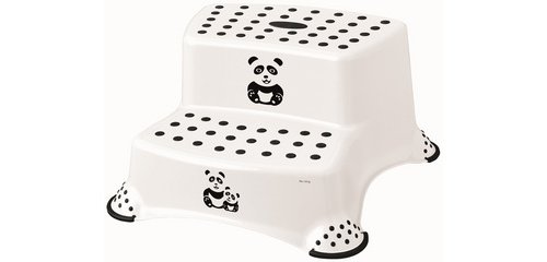 kids Step Stool 'igor panda', 2 steps, white
