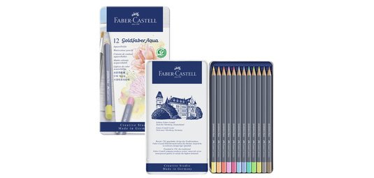FABER-CASTELL Crayon GOLDFABER Aquarelle, boîte métal de 12