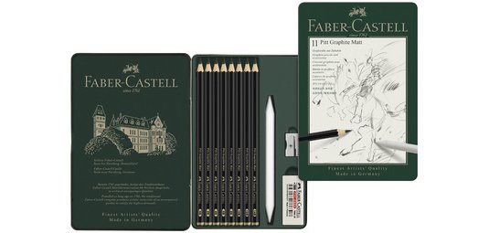 FABER-CASTELL Kit PITT GRAPHITE Matt, étui de 11 pièces