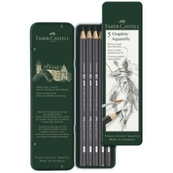 FABER-CASTELL Crayon GRAPHITE AQUARELLE, étui de 5