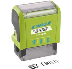 Tampon 'Je marque mes p'tites affaires', vert