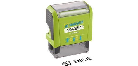 Tampon 'Je marque mes p'tites affaires', vert