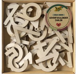 Chiffres en bois pour calendrier de l'Avent, naturel