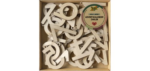 Chiffres en bois pour calendrier de l'Avent, naturel