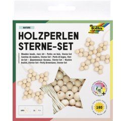 Kit Etoiles en perles en bois NATURE, 161 pièces
