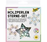 Kit Etoiles en perles en bois PASTEL, 161 pièces