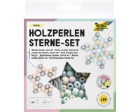 Kit Etoiles en perles en bois PASTEL, 161 pièces