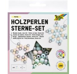 Kit Etoiles en perles en bois PASTEL, 161 pièces