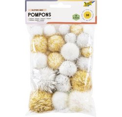 Pompons GLITTER X-MAS, différentes tailles
