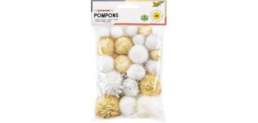 Pompons, 30 pièces, couleurs de Noel