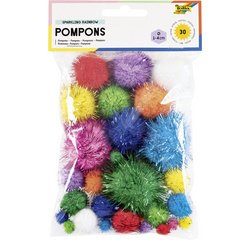 Pompons SPARKLING RAINBOW, différentes tailles