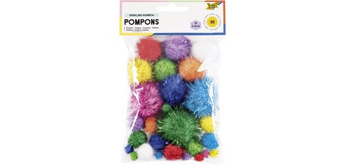 Pompons SPARKLING RAINBOW, différentes tailles