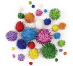 Pompons SPARKLING RAINBOW, différentes tailles