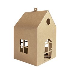 Maisonnette en carton kraft, 110 x 110 x 190 mm