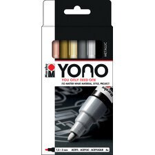 Feutre acrylique 'YONO', 1,5 - 3,0 mm, set de 4 METAL