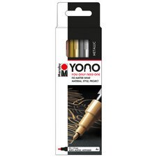Feutre acrylique 'YONO', 0,5 - 1,4 mm, set de 4 METAL