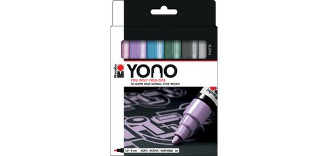 Marqueur acrylique YONO, 1,5-3,0 mm, set de 6 PASTEL