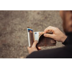 Porte-monnaie avec porte-cartes, cuir Hunter, gris