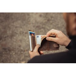 Porte-monnaie avec porte-cartes, cuir Hunter, brun