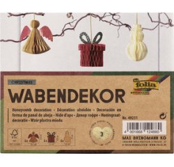 Décoration alvéolée CHRISTMAS, set cadeau de 3