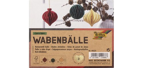 Boule alvéolée CHRISTMAS, set de 3 boules