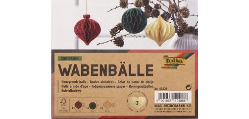 Boule alvéolée CHRISTMAS, set de 3 boules