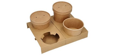 'Pure' cup holder, cardboard, for 4 bowls