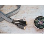 Gaine pour câble avec fermeture zip, 1,0 m, gris