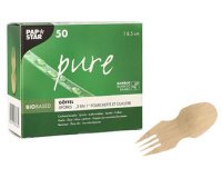 Fourchette et cuillère 2en1 'pure', 85 mm, naturel