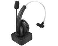 Casque mono Bluetooth 5.0, station de charge, noir