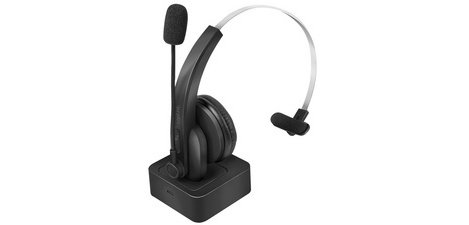 Casque mono Bluetooth 5.0, station de charge, noir