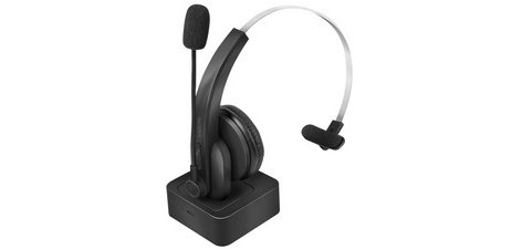 Casque mono Bluetooth 5.0, station de charge, noir