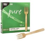 Fourchette Fingerfood en bambou naturel - Lot de 50