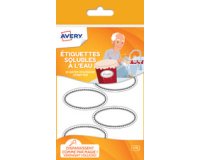 Etiquette soluble à l'eau Avery SOLUB18 , oval - Pochette de 18